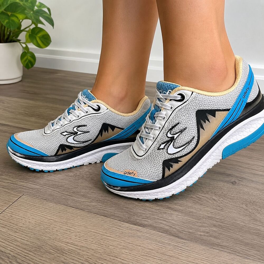 Gravity Defyer G-Defy Mighty Walk Shoes Womens US 7 White Blue Walking Sneakers